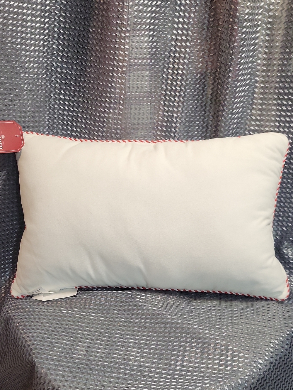 Joy Embroidered Cream Accent Pillow with Red Rope Trim - Picture 3 of 4